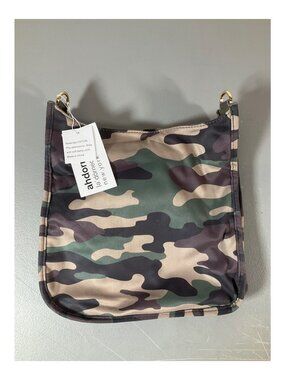 ADORNED Olive Camo Faux-Suede Messenger Bag with Multi-Straps and Detachable Pou